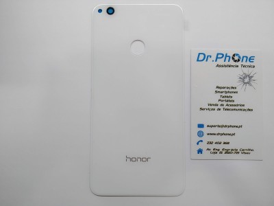 Smartphone Honor branco com cartão de visita Dr.Phone