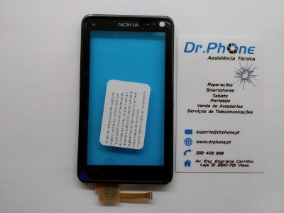 Ecrã táctil preto para smartphone Nokia com cartão de visita da Dr.PHONE
