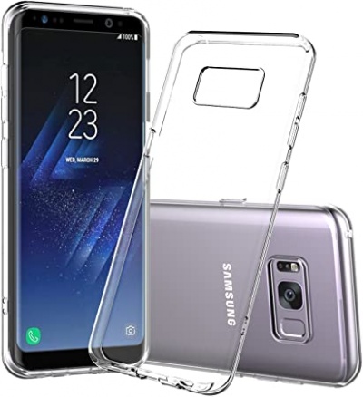 Smartphone Samsung com capa protetora transparente