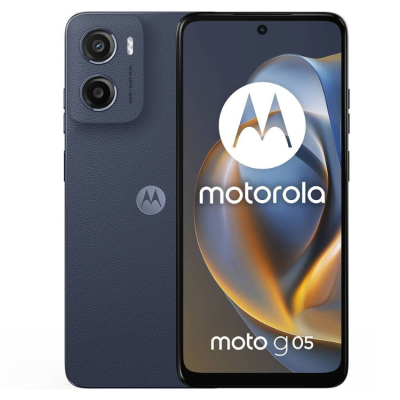 Smartphone Motorola moto g 05 azul escuro com câmera dupla e ecrã frontal com logótipo