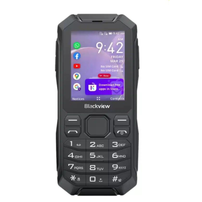 Telemóvel Blackview preto com teclado físico e ecrã colorido