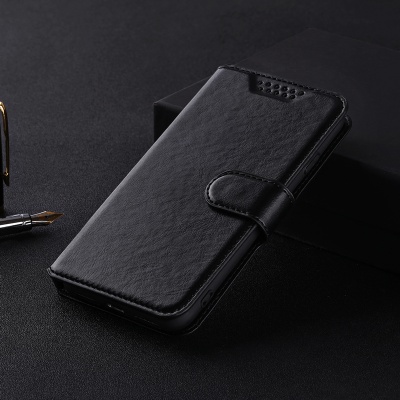Estojo para telemóvel tipo carteira em couro preto com fecho magnético