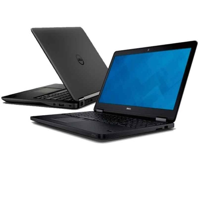 Dois portáteis Dell pretos um aberto com ecrã azul e outro fechado com logótipo Dell