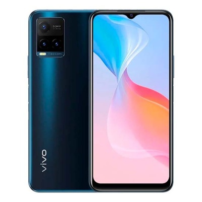 Smartphone Vivo azul escuro com câmara traseira e ecrã colorido