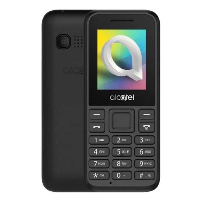 Telefone móvel Alcatel preto com teclado físico e ecrã colorido