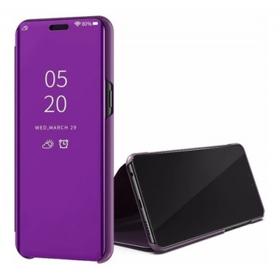 Capa protetora roxa para smartphone com visor transparente