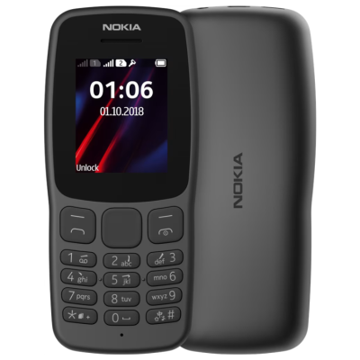 Telefone móvel Nokia preto com ecrã pequeno e teclado numérico