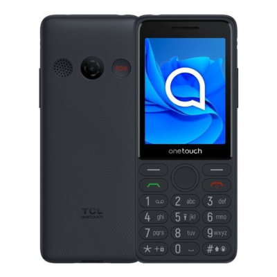 Telemóvel TCL onetouch preto com teclado físico e botão SOS vermelho