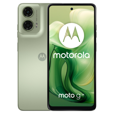 Smartphone Motorola moto g24 verde claro com câmara dupla e ecrã grande