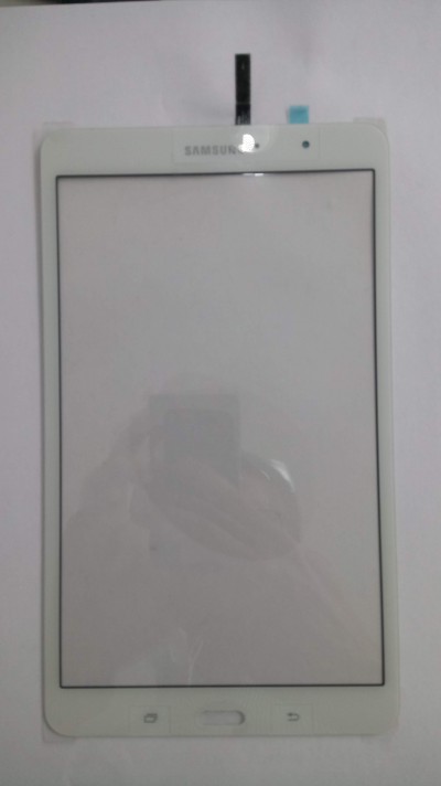 Painel tátil branco para tablet Samsung com botões e logo visíveis