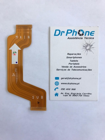 Cabo flexível cobre com texto e cartão de visita da Dr Phone Assistência Técnica