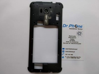 Capa traseira preta de telemóvel e cartão de visitas Dr.Phone