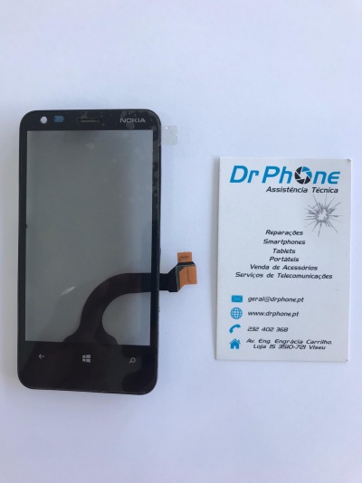 Ecrã tátil para smartphone Nokia e cartão de visita da assistência técnica DrPhone
