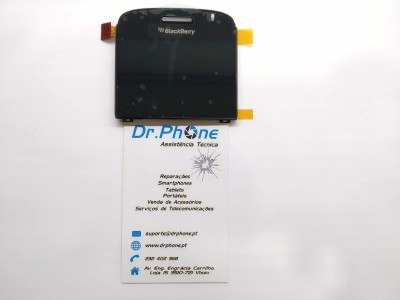 Visor de smartphone BlackBerry com etiqueta de assistência técnica Dr.Phone