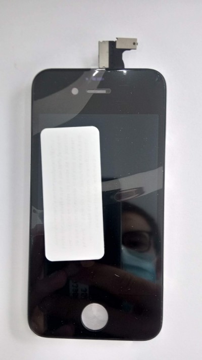 Ecrã de substituição para smartphone preto com conector flex e autocolante branco
