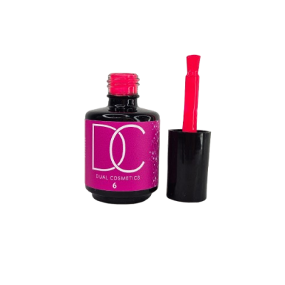 Frasco e pincel de verniz de unhas Dual Cosmetics cor vermelha