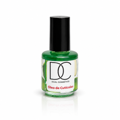 Frasco verde de óleo de cutículas Dual Cosmetics com tampa preta
