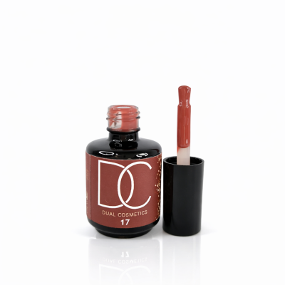 Frasco de verniz de unhas Dual Cosmetics castanho número 17 com aplicador