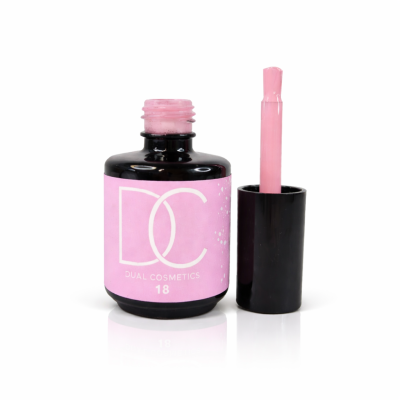 Verniz para unhas rosa Dual Cosmetics com pincel e tampa preta