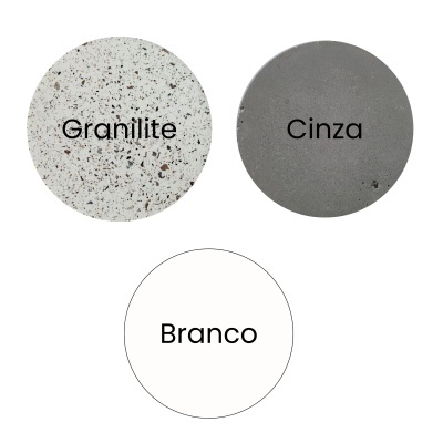 Amostras redondas de materiais Granilite, Cinza e Branco