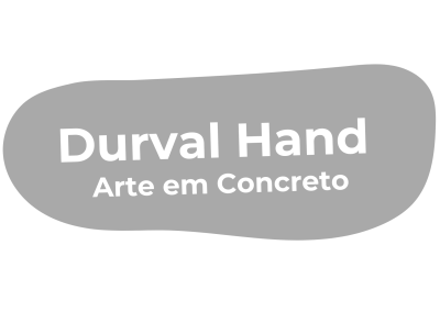 Logo Durval Hand Arte em Concreto em fundo cinza oval
