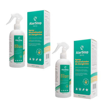 Spray AlerStop neutralizador de alergénios com embalagem e caixa