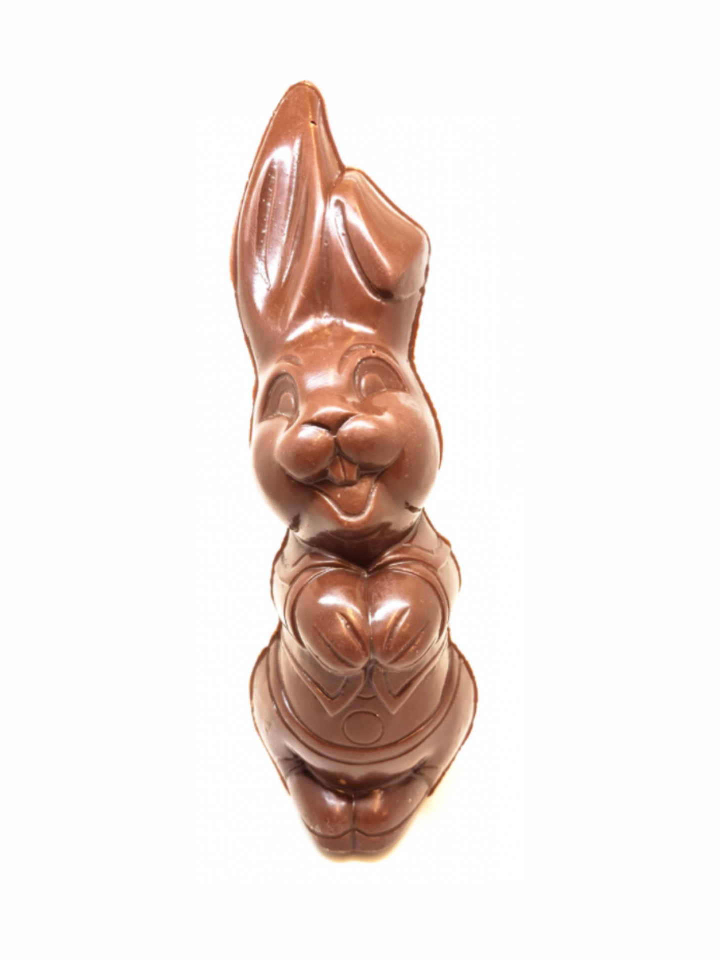Coelho de Páscoa 120g #Dammenberg sem glúten Figura de chocolate em forma de coelho castanho sobre fundo branco