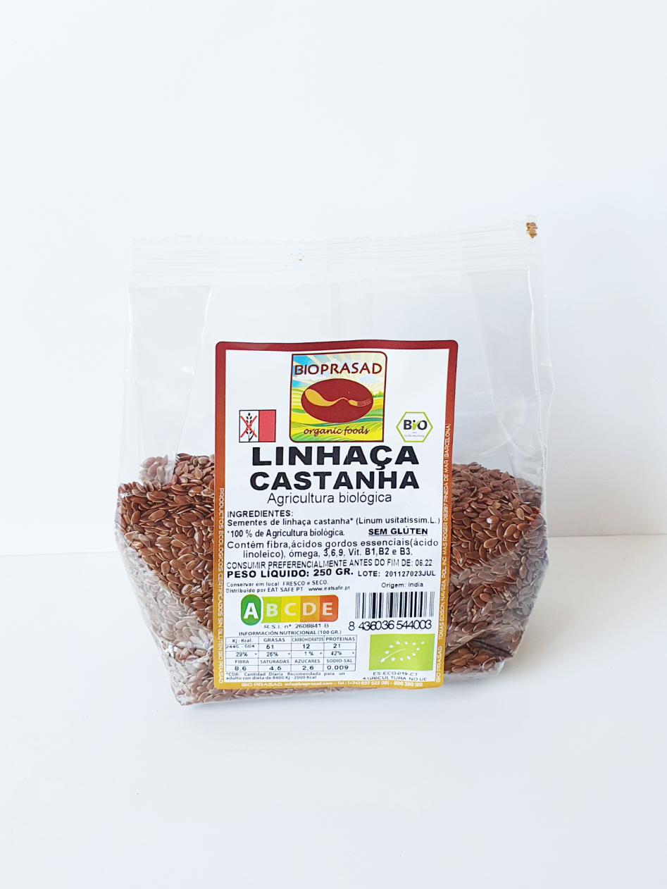 Linhaça castanha 250g #Bioprasad sem glúten Pacote de linhaça castanha orgânica Bioprasad