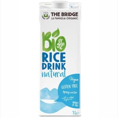 Embalagem branca de bebida de arroz natural BIO organic da marca THE BRIDGE