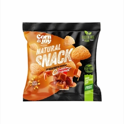 Pacote de snack natural Corn & Joy sabor Salty Caramel