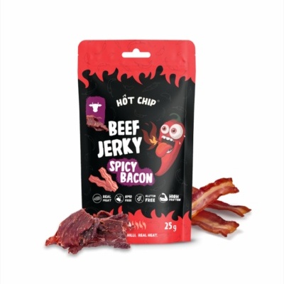 Pacote de Beef Jerky Hot Chip Spicy Bacon com carne seca e bacon