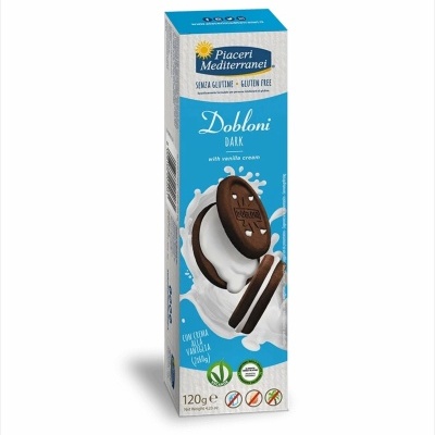 Embalagem de biscoitos Dobloni Dark Piaceri Mediterranei