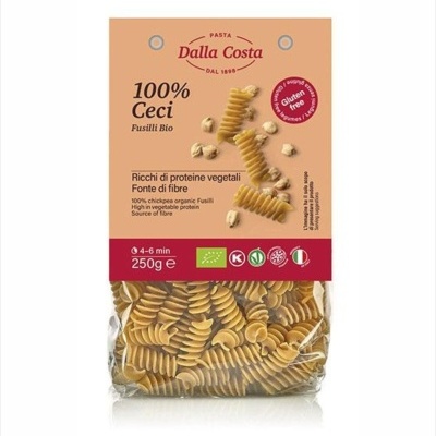 Embalagem de massa fusilli bio 100% grão-de-bico