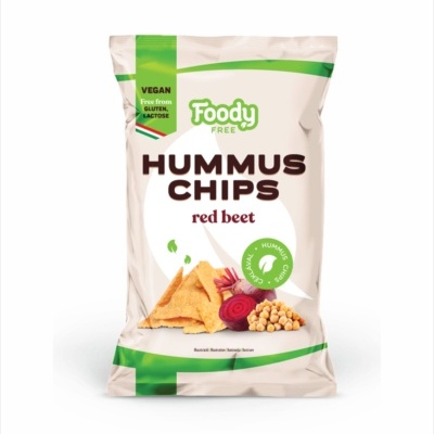 Pacote de batatas Foody Free Hummus Chips sabor beterraba vermelha