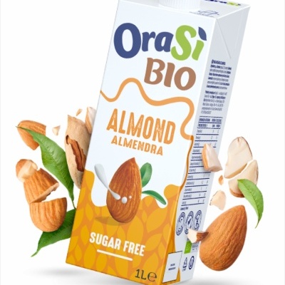 Embalagem de bebida vegetal de amêndoa OraSi BIO
