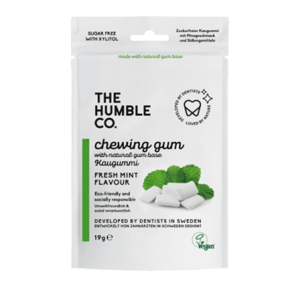 Embalagem branca de pastilhas de goma THE HUMBLE CO. sabor menta