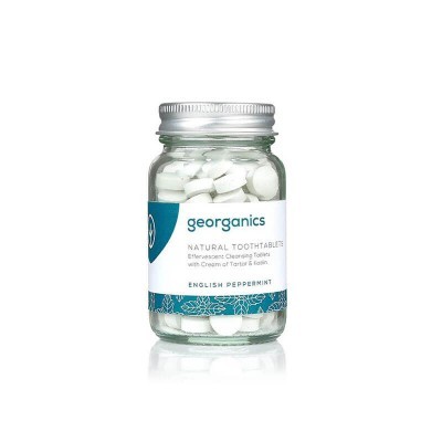 Frasco de pastilhas brancas georganics Natural Toothpables