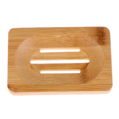 Saboneteira retangular em bambu com ranhuras horizontais
