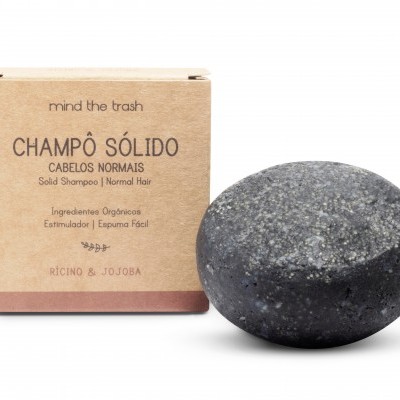 Champô sólido para cabelo normal com embalagem de cartão reciclado castanho