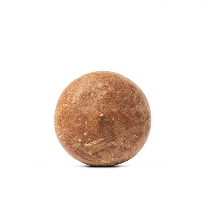 esfera castanha sólida com textura rugosa sobre fundo branco