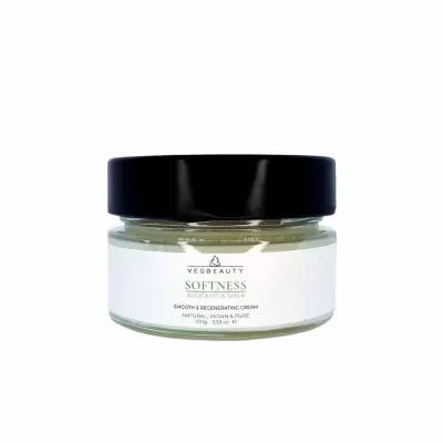 Pote de creme facial Vegetaly Softness com tampa preta