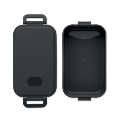 Conjunto de duas peças retangulares pretas de plástico com tampa e alças