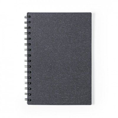Caderno espiral preto texturizado em fundo branco