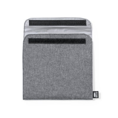 Capa cinzenta para tablet com fecho de velcro preto