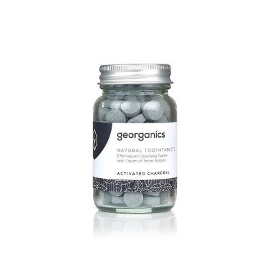 Frasco de pastilhas de dentes efervescentes com carvão ativado