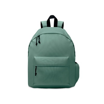 Mochila verde água com bolso frontal e alças pretas