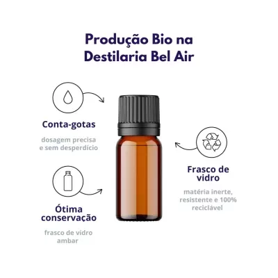 Frasco âmbar com conta-gotas e texto explicativo