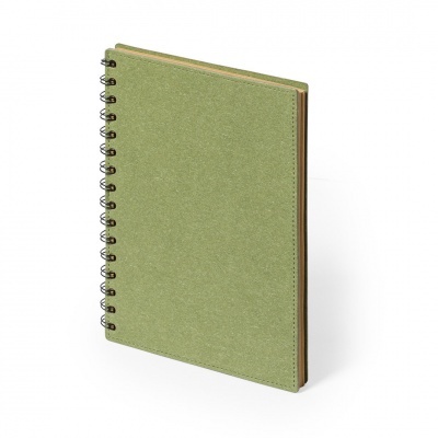 Caderno de argolas verde com capa dura e textura