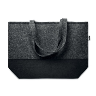 Saco tote bicolor cinzento e preto com alças largas