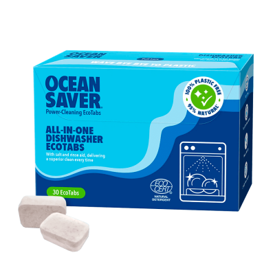 Caixa azul de pastilhas para máquina de lavar loiça Ocean Saver com 30 ecotabs